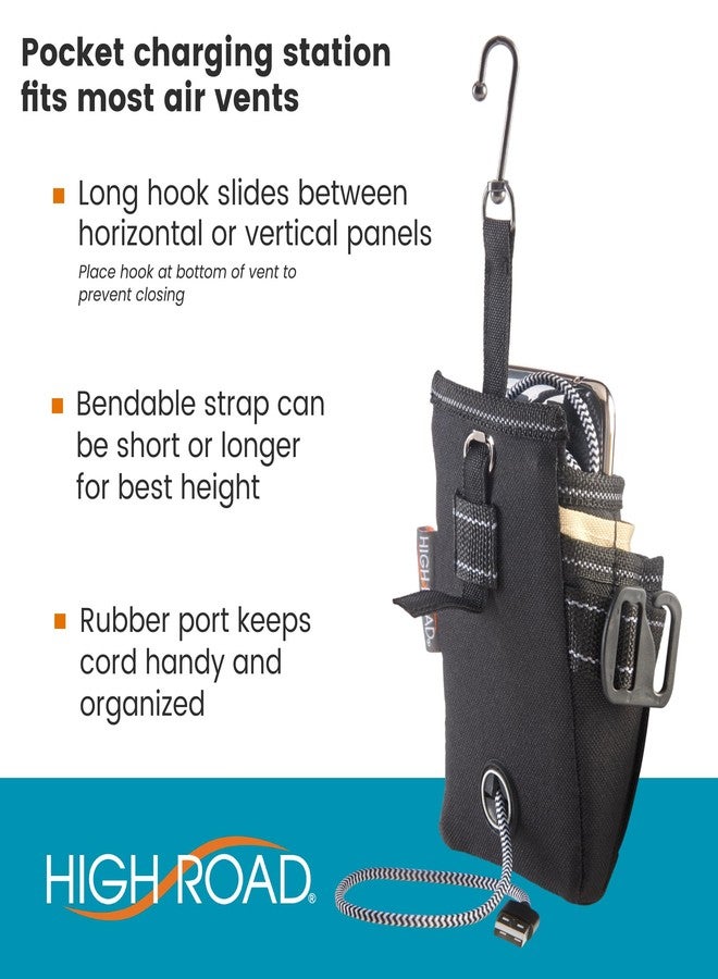 High Road DriverPockets Car Phone Holder Air Vent Pouch and Front Seat Organizer with 3 Pockets, Hanging Hooks and Charging Port - Image 4